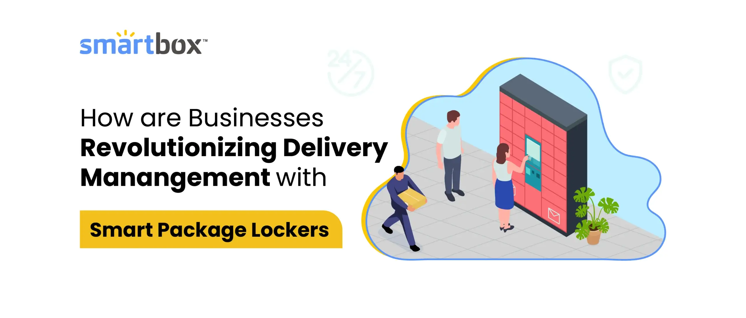 woman using smart package locker with the text 'how are businesses revolutionizing delivery management with smart package lockers'